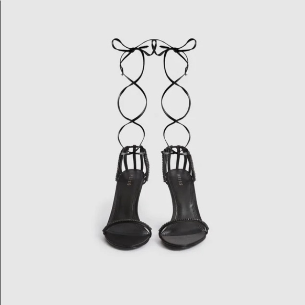 Reiss Black Satin Heels - Picture 2 of 6